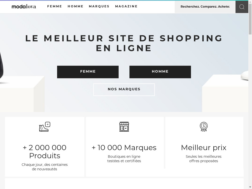 Screenshot of Modalova.fr website