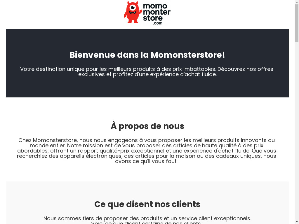 Screenshot of Momonsterstore.com website