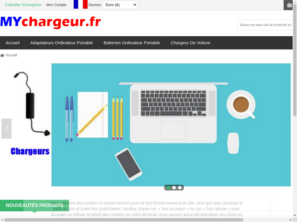 Screenshot of Mychargeur.fr website