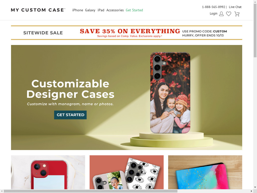 Screenshot of Mycustomcase.com website