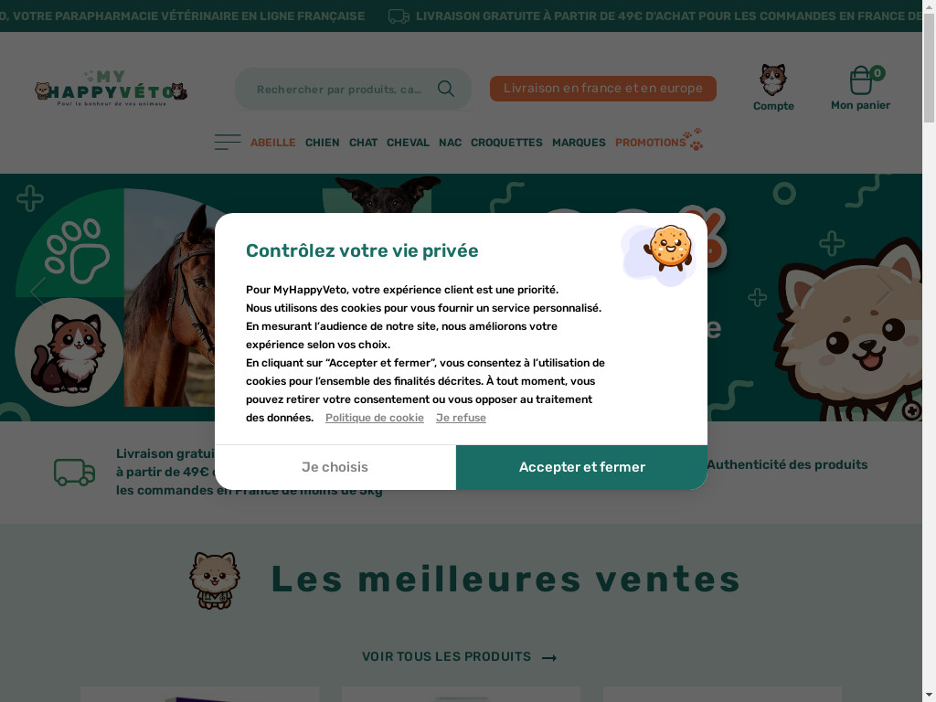 Screenshot of Myhappyveto.com website