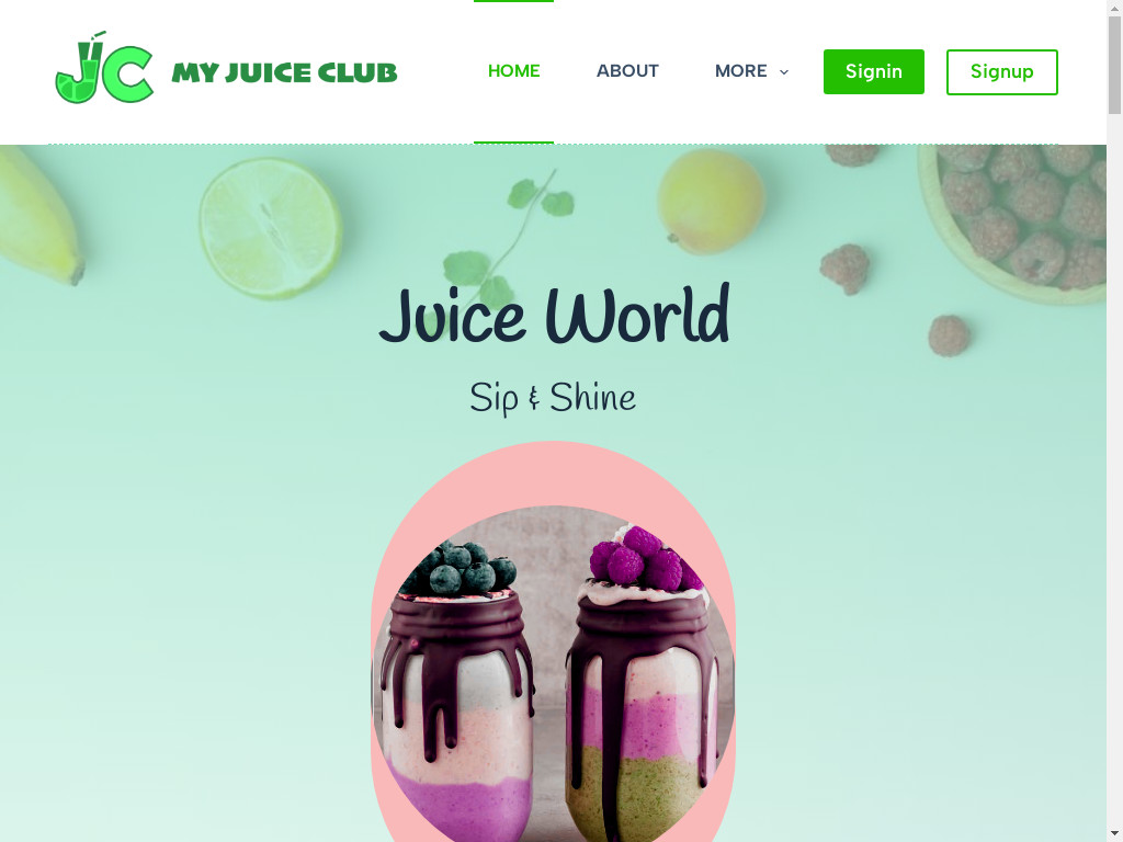 Screenshot of Myjuiceclub.com website