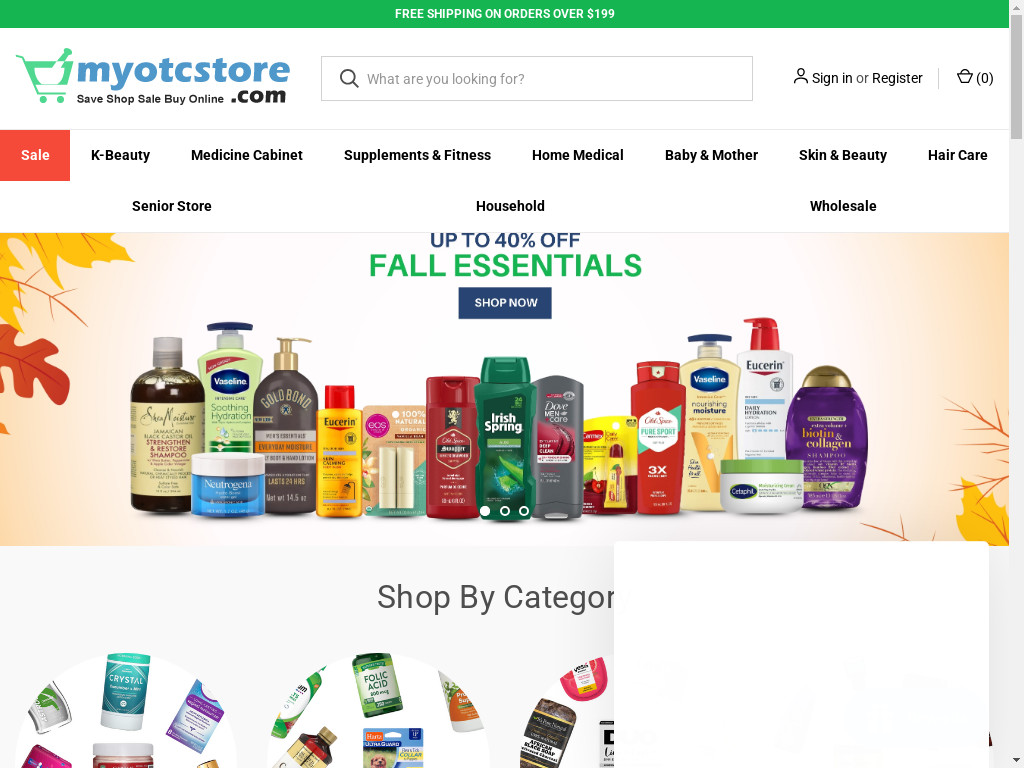 Screenshot of Myotcstore.com website