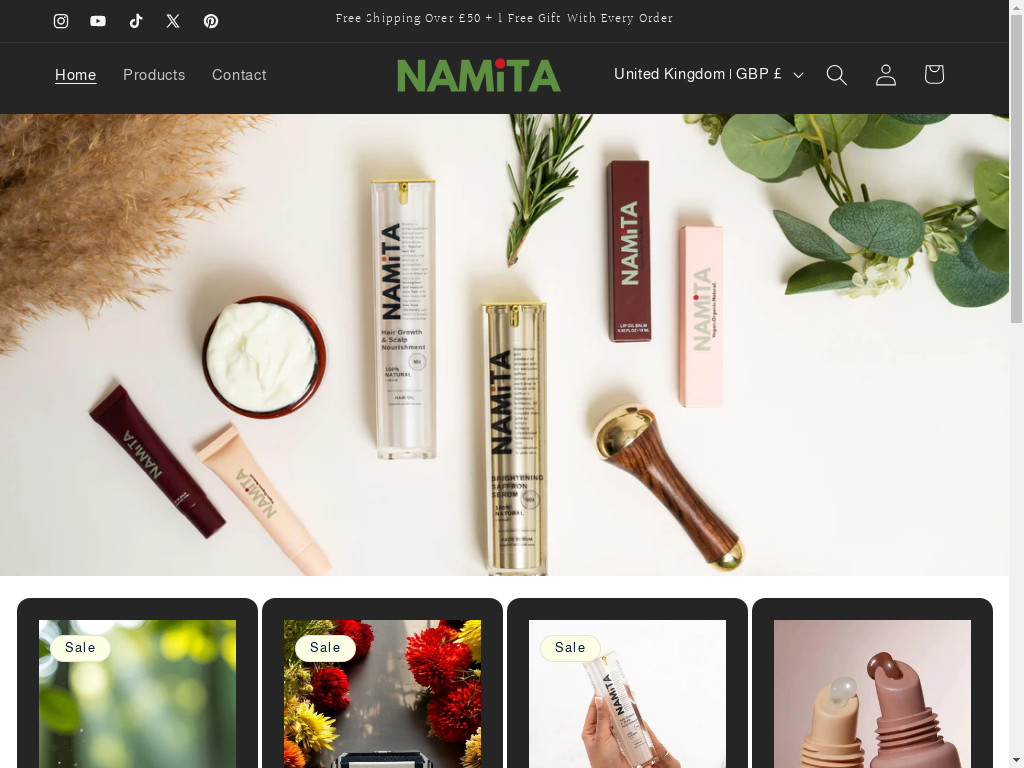 Screenshot of Namita.co.uk website