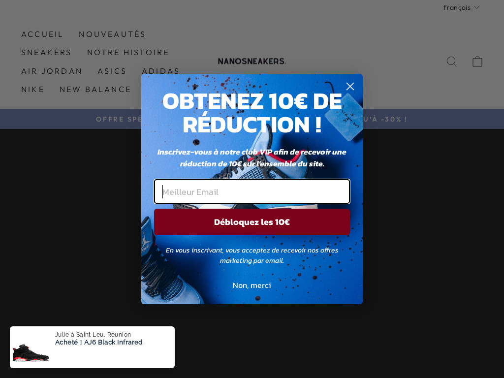 Screenshot of Nanosneakers.eu website