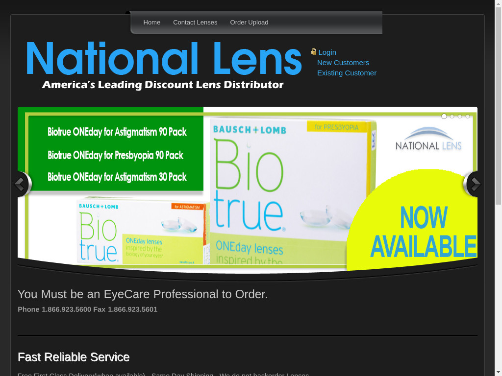 Screenshot of National-lens.com website