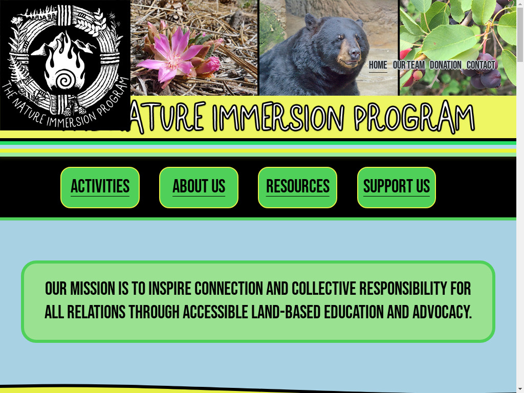 Screenshot of Natureimmersionprogram.org website