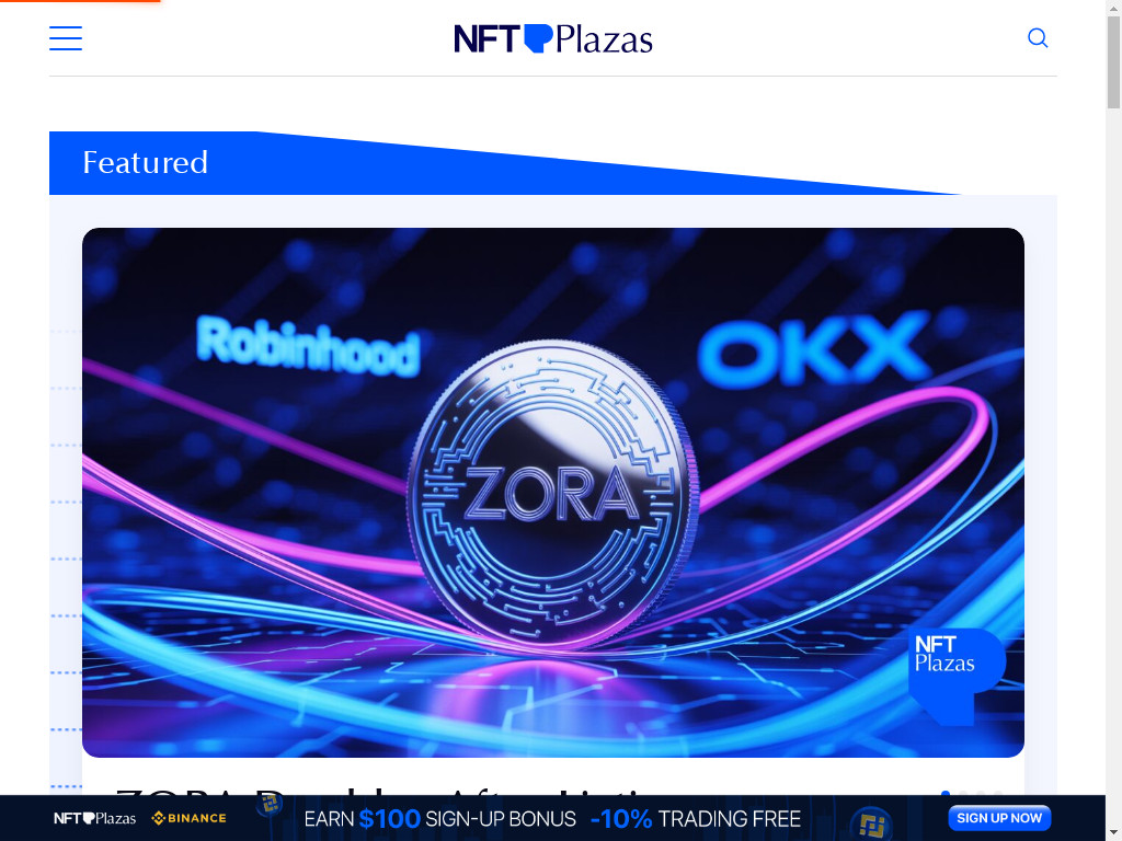 Screenshot of Nftplazas.com website
