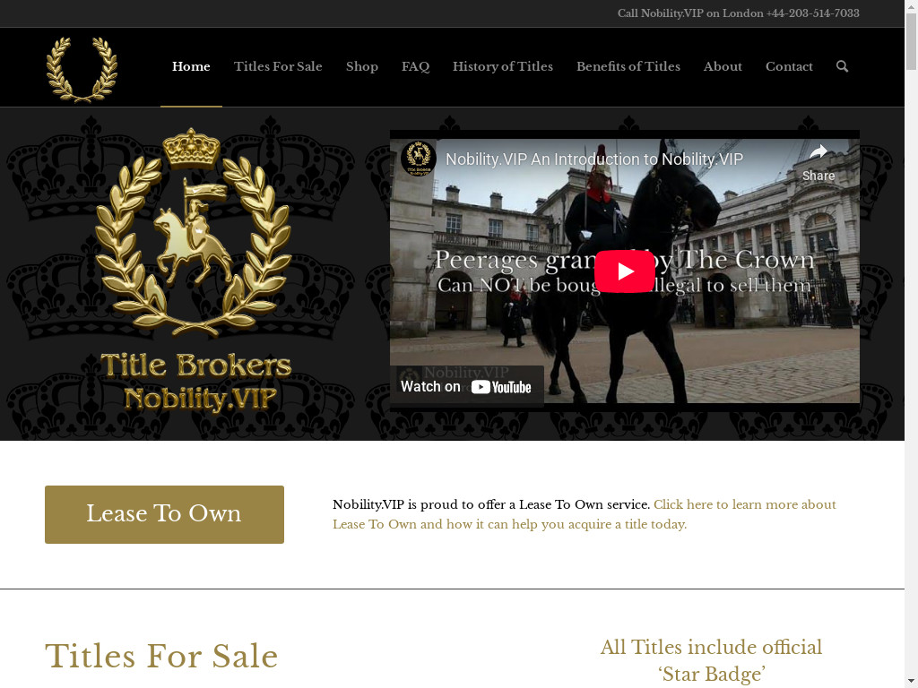 Screenshot of Nobility.vip website