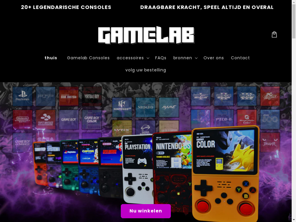 Screenshot of Officialgamelab.com website
