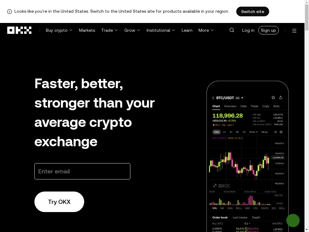 Screenshot of Okx.com website