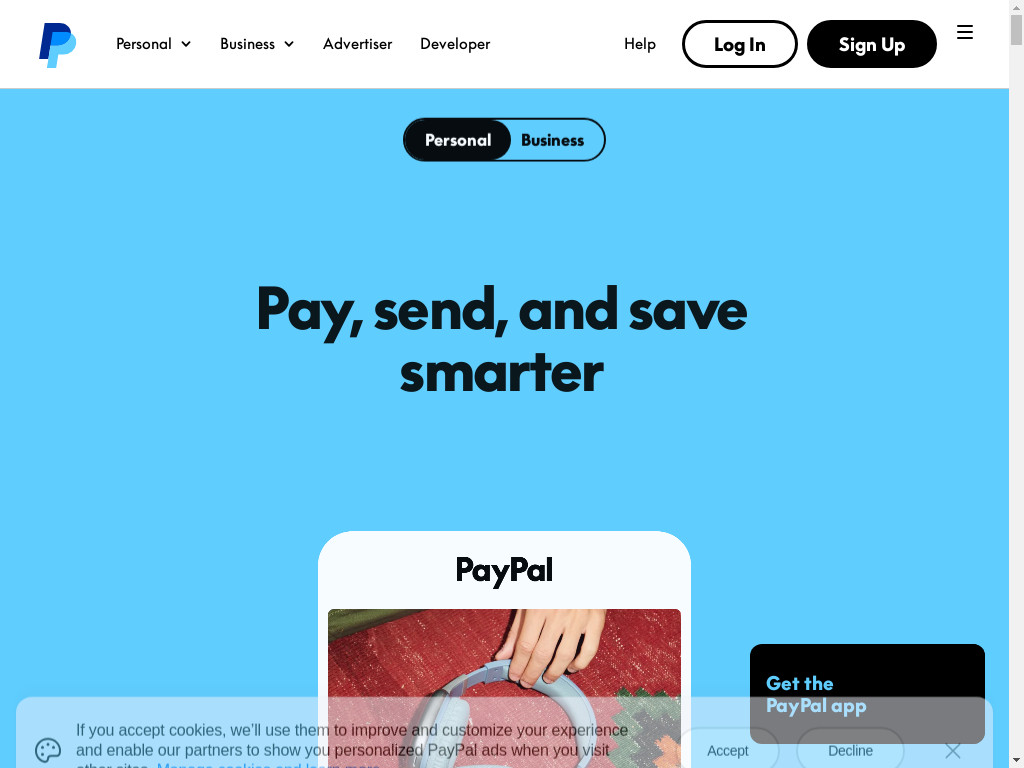 Screenshot of Paypa1.com website
