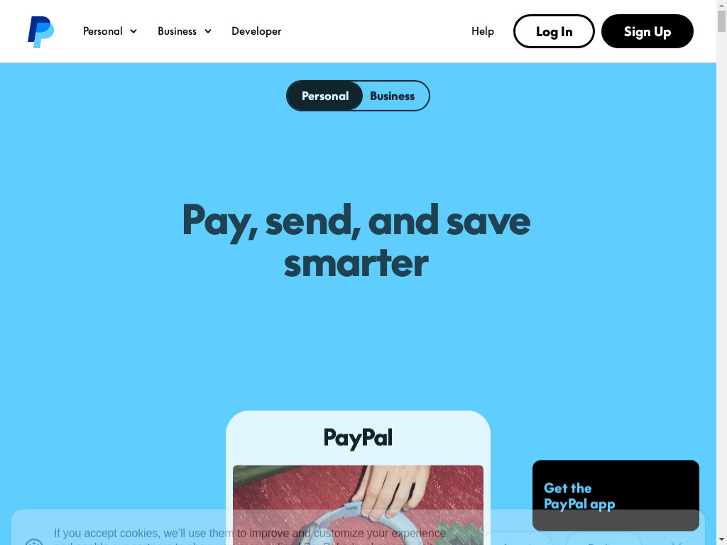 Screenshot of Paypal.com website