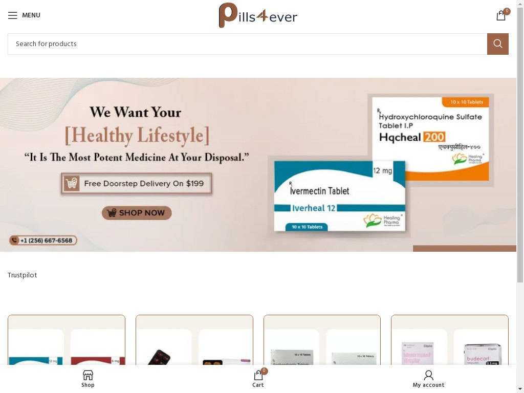 Screenshot of Pills4ever.com website