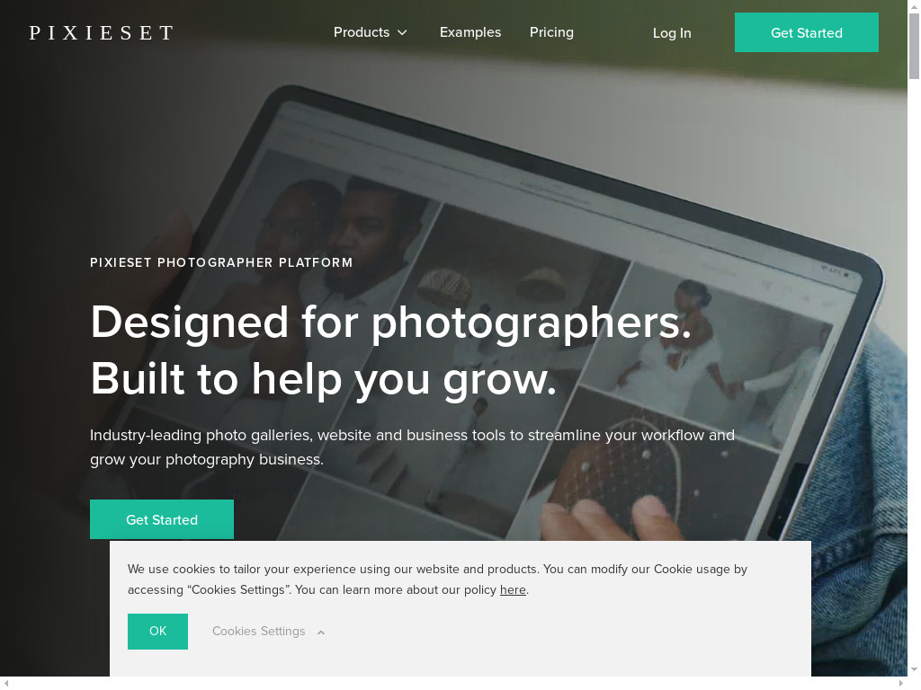 Screenshot of Pixieset.com website