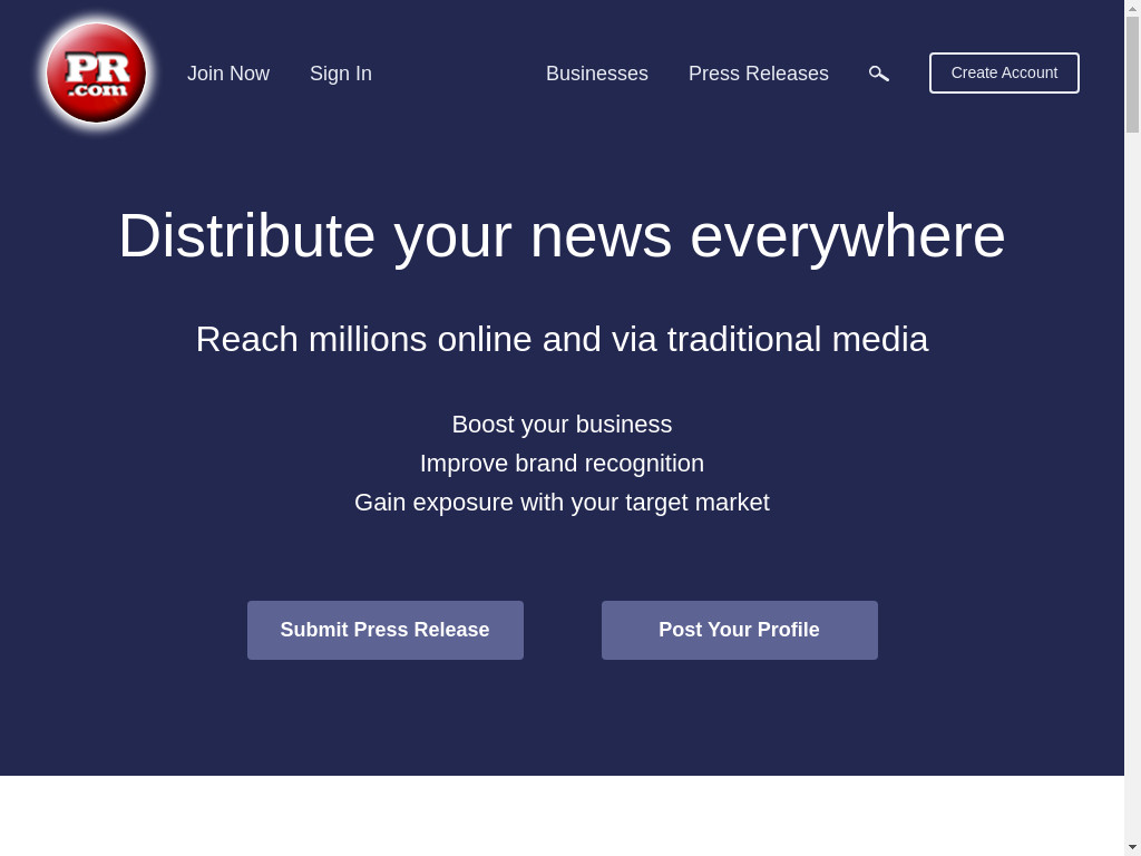 Screenshot of Pr.com website