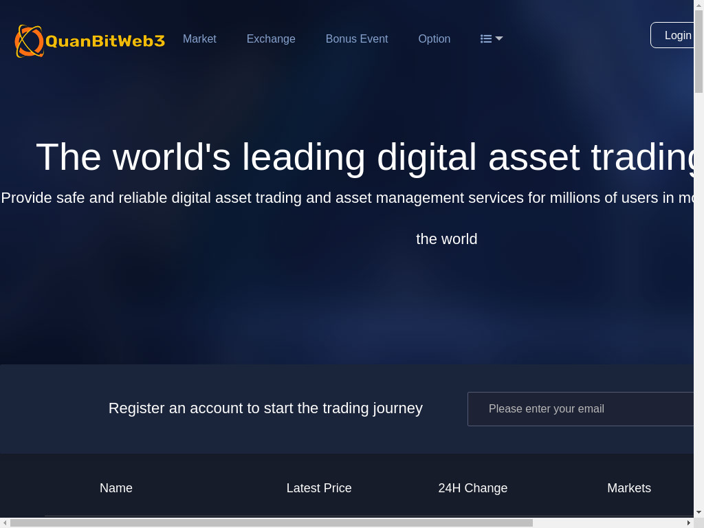 Screenshot of Quanbitweb3.com website
