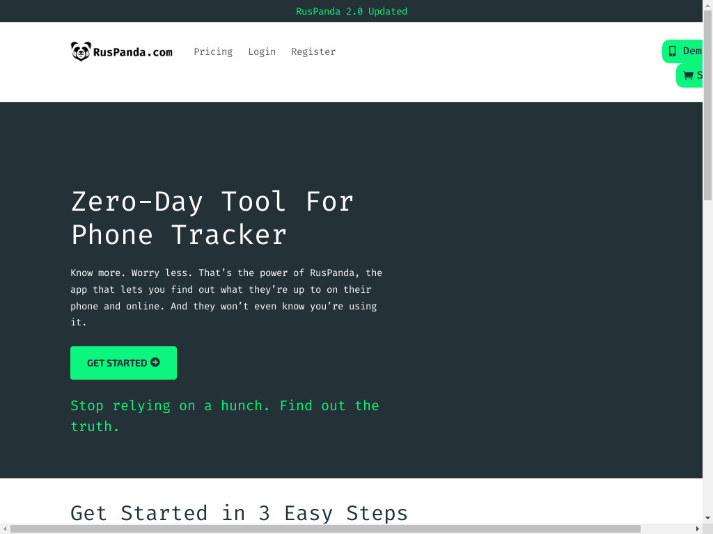 Screenshot of Ruspanda.com website