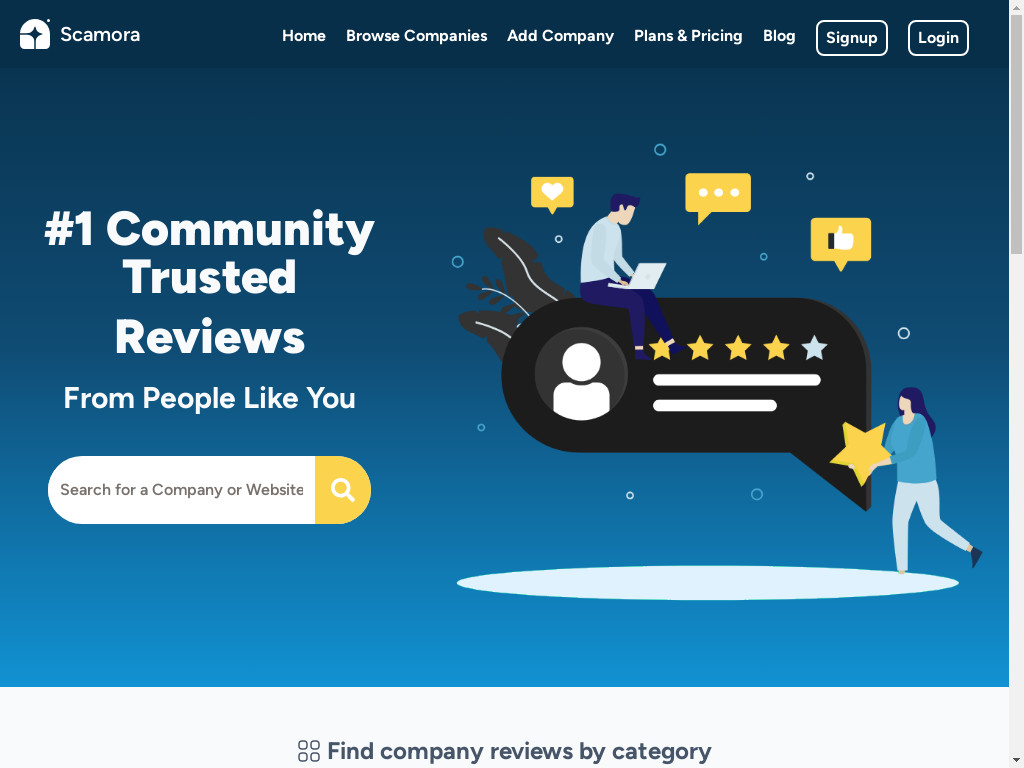 Screenshot of Scamora.com website