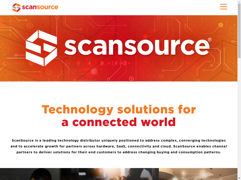 Screenshot of Scansource.com website