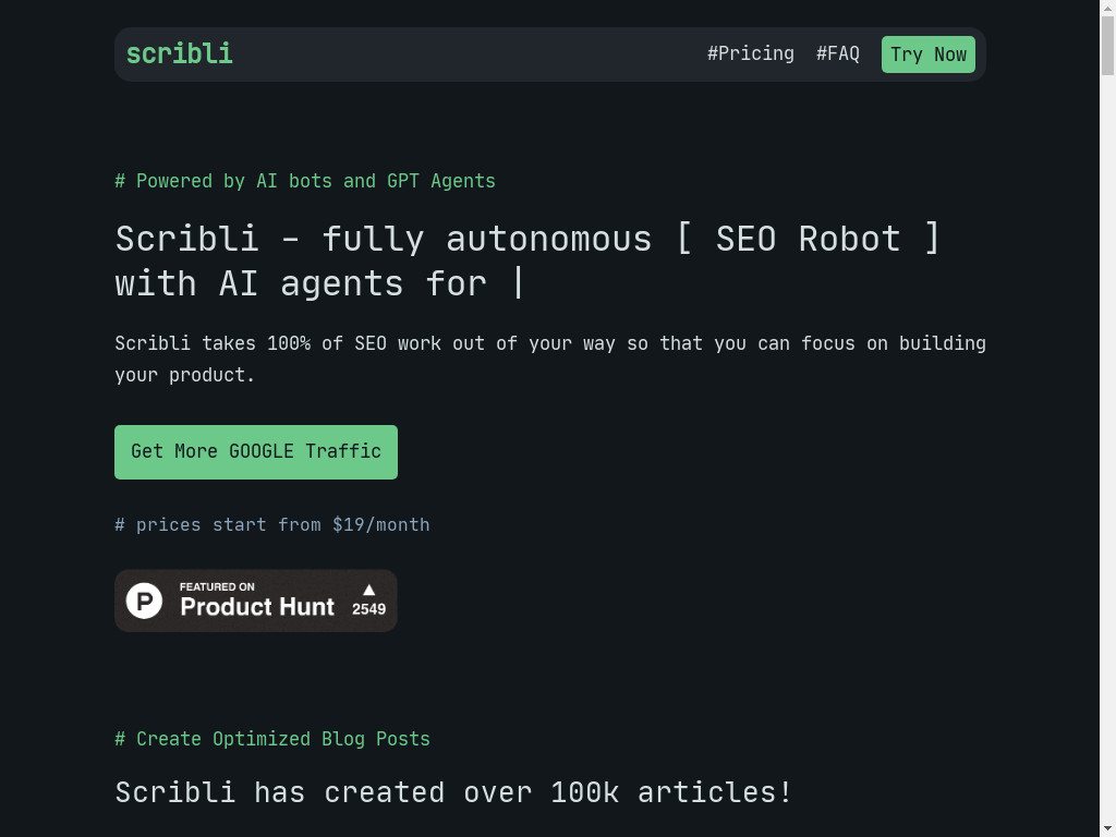 Screenshot of Scrib.li website