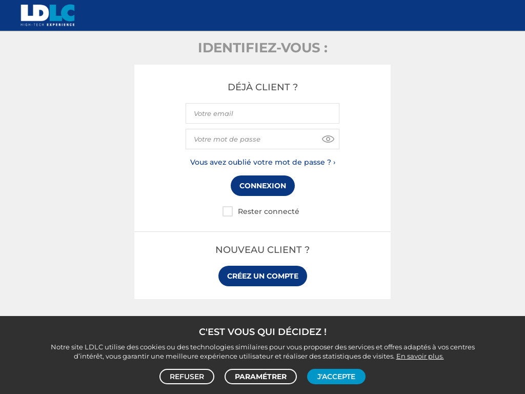 Screenshot of Secure2.ldlc.com website