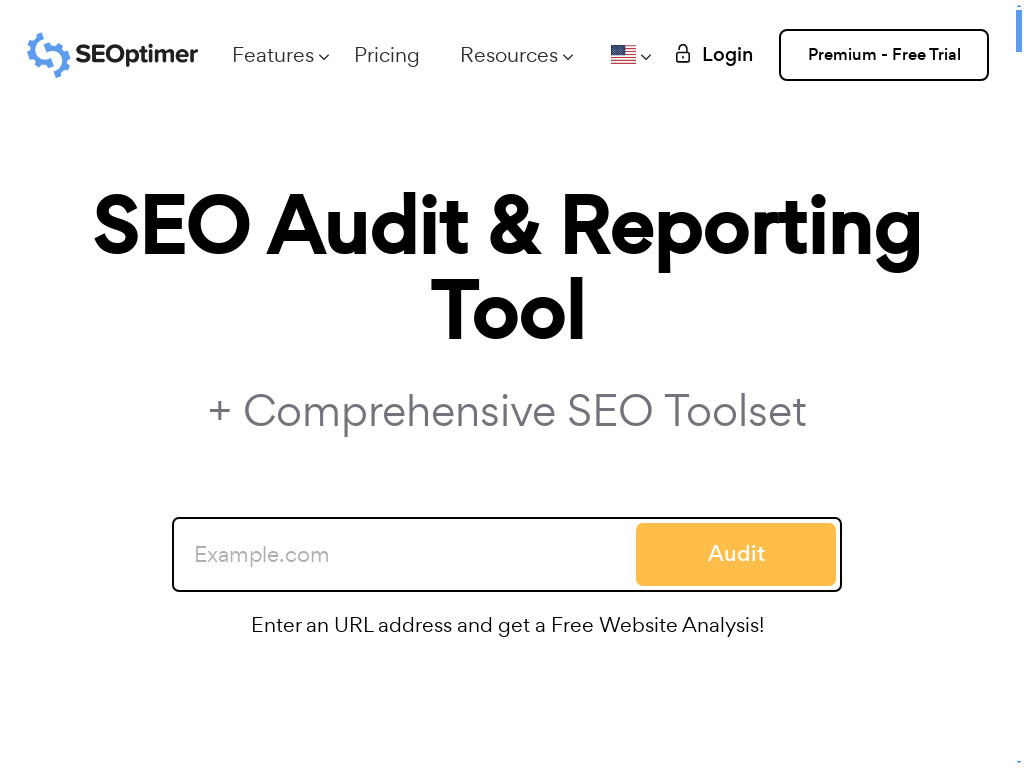 Screenshot of Seoptimer.com website