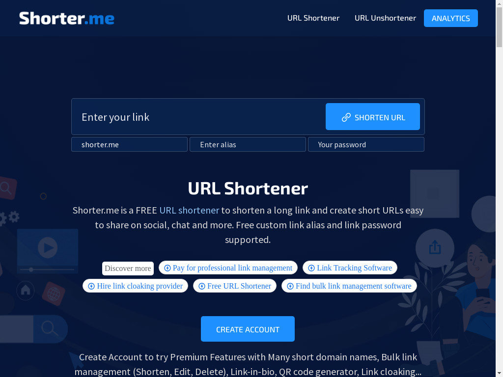 Screenshot of Shorter.me website
