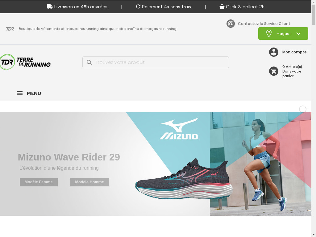 Screenshot of Terrederunning.com website