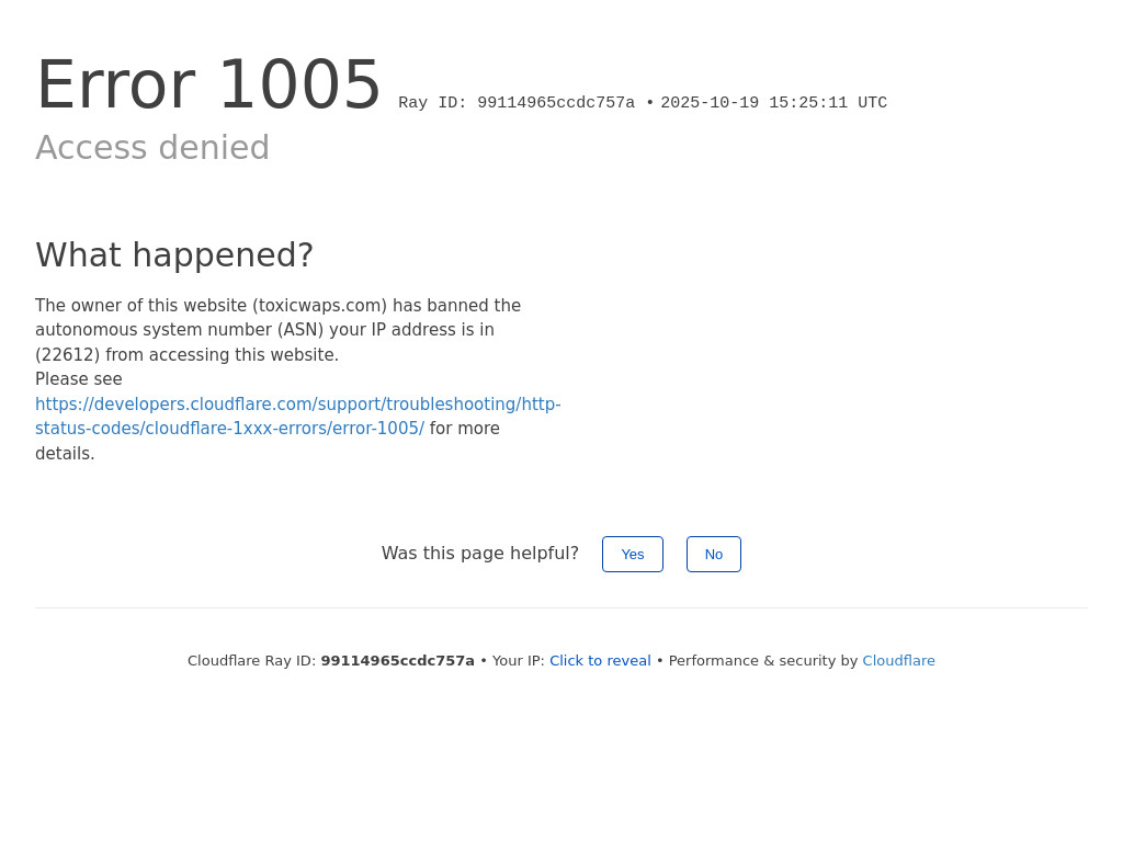 Screenshot of Toxicwaps.com website
