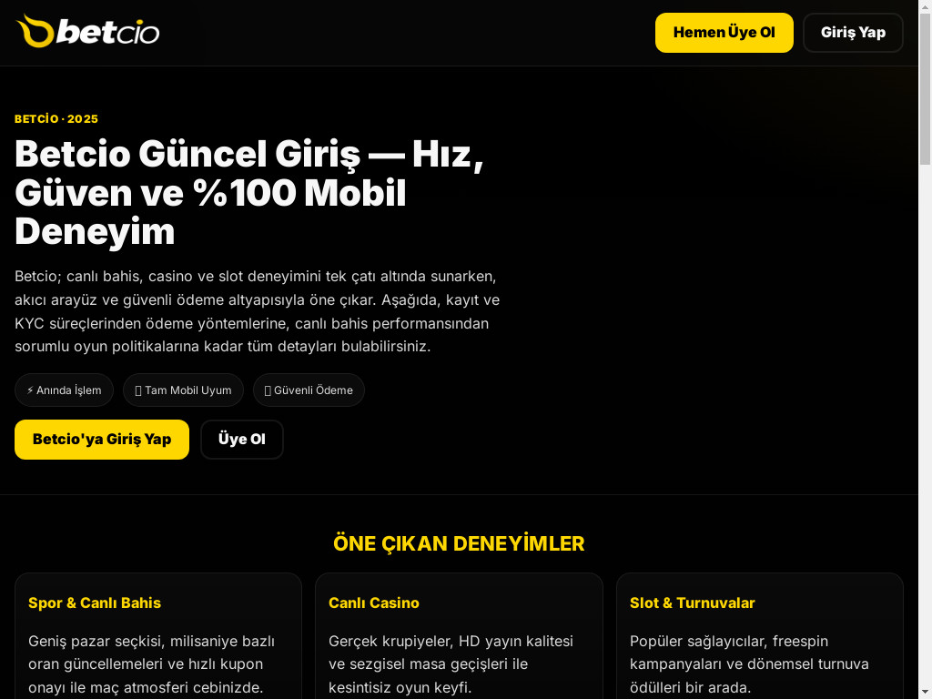 Screenshot of Tr.betcio-2025guncel.com website