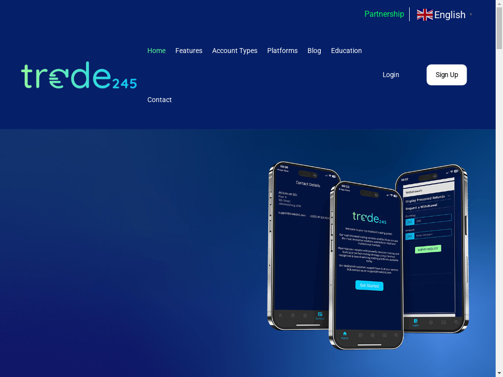 Screenshot of Trade245.com website