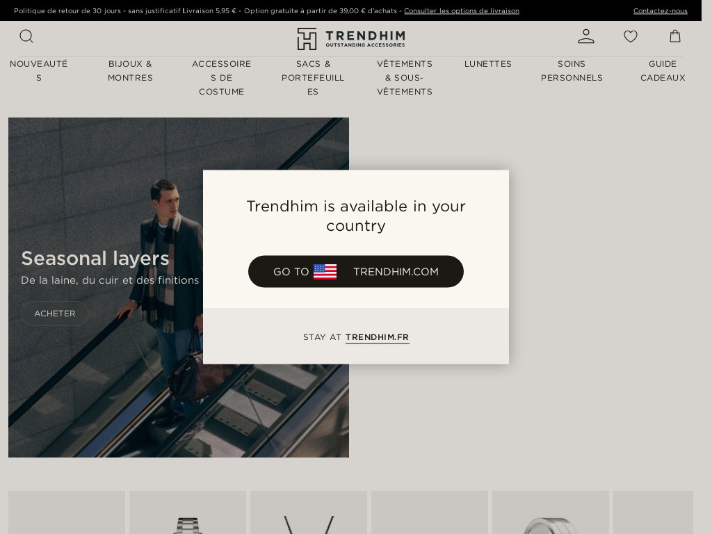 Screenshot of Trendhim.fr website