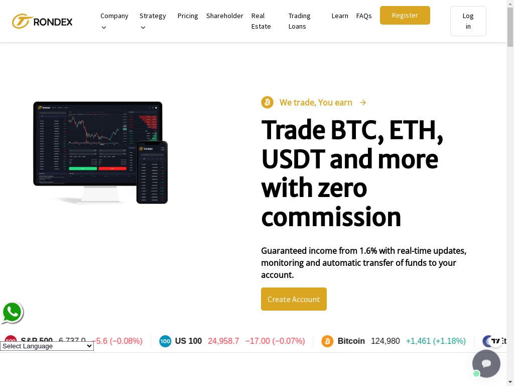 Screenshot of Trondex.org website