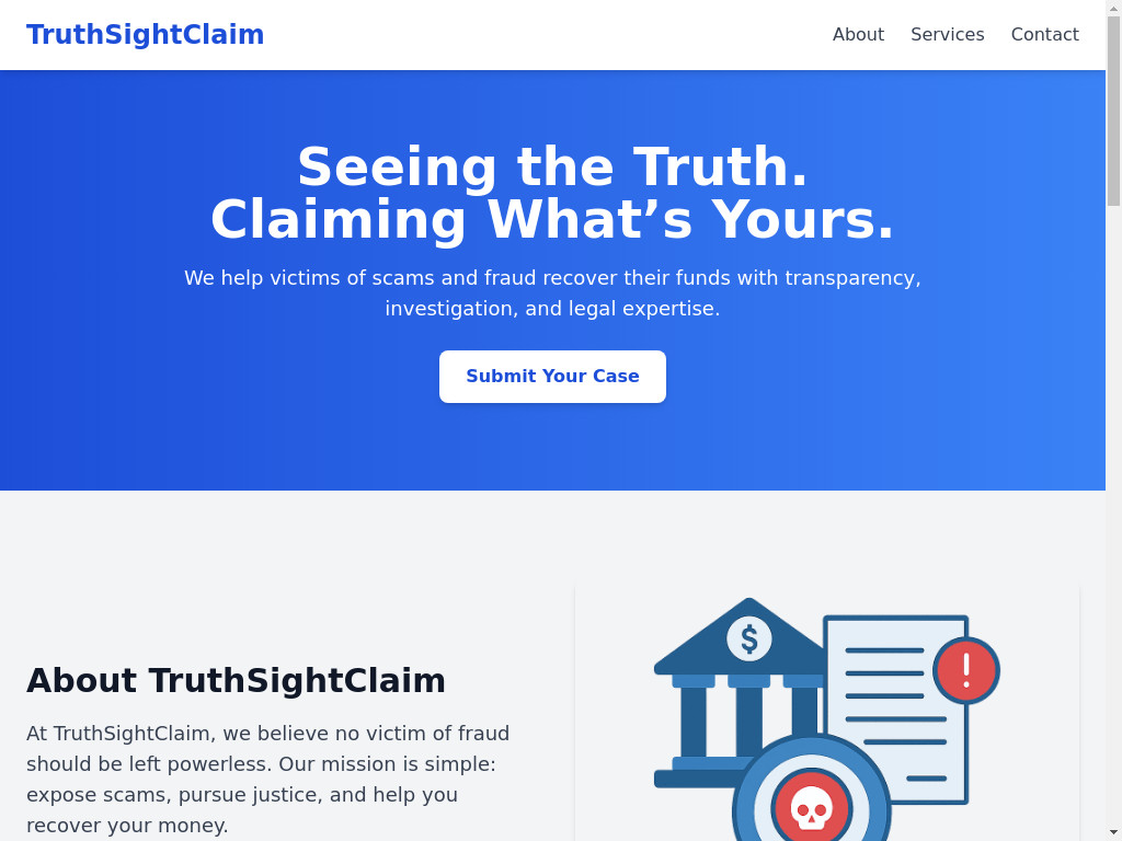 Screenshot of Truthsightclaim.com website