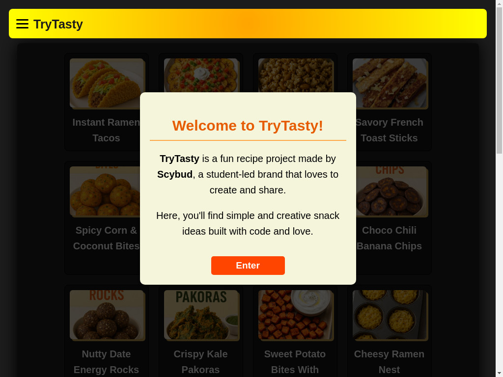 Screenshot of Trytasty.de website