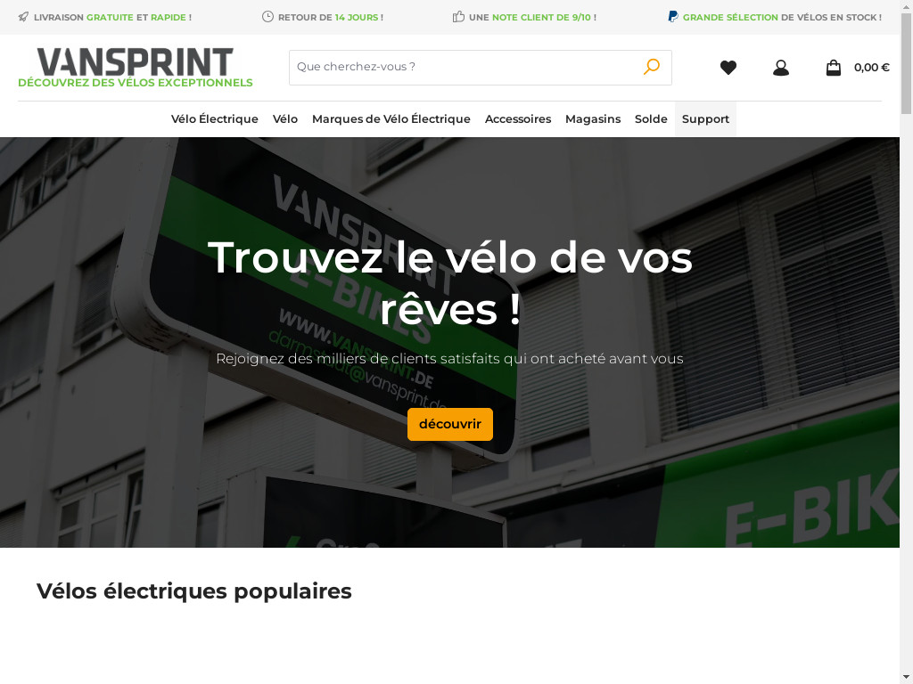 Screenshot of Vansprint.fr website