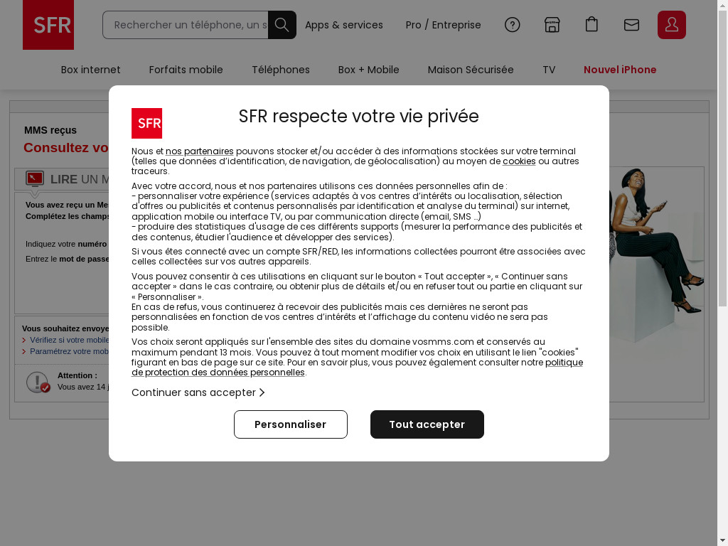 Screenshot of Vosmms.com website
