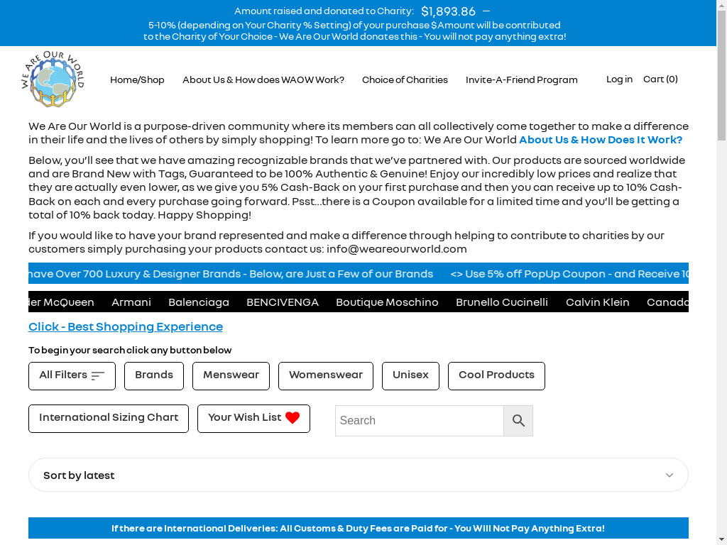 Screenshot of Weareourworld.com website