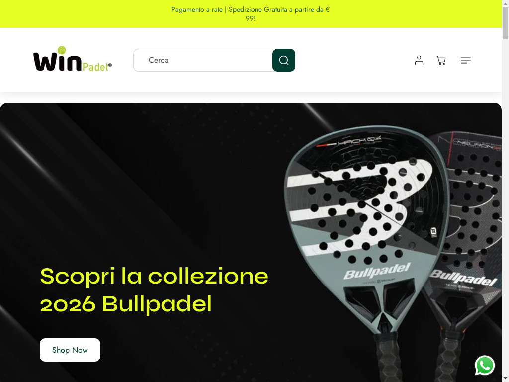 Screenshot of Winpadelstore.it website