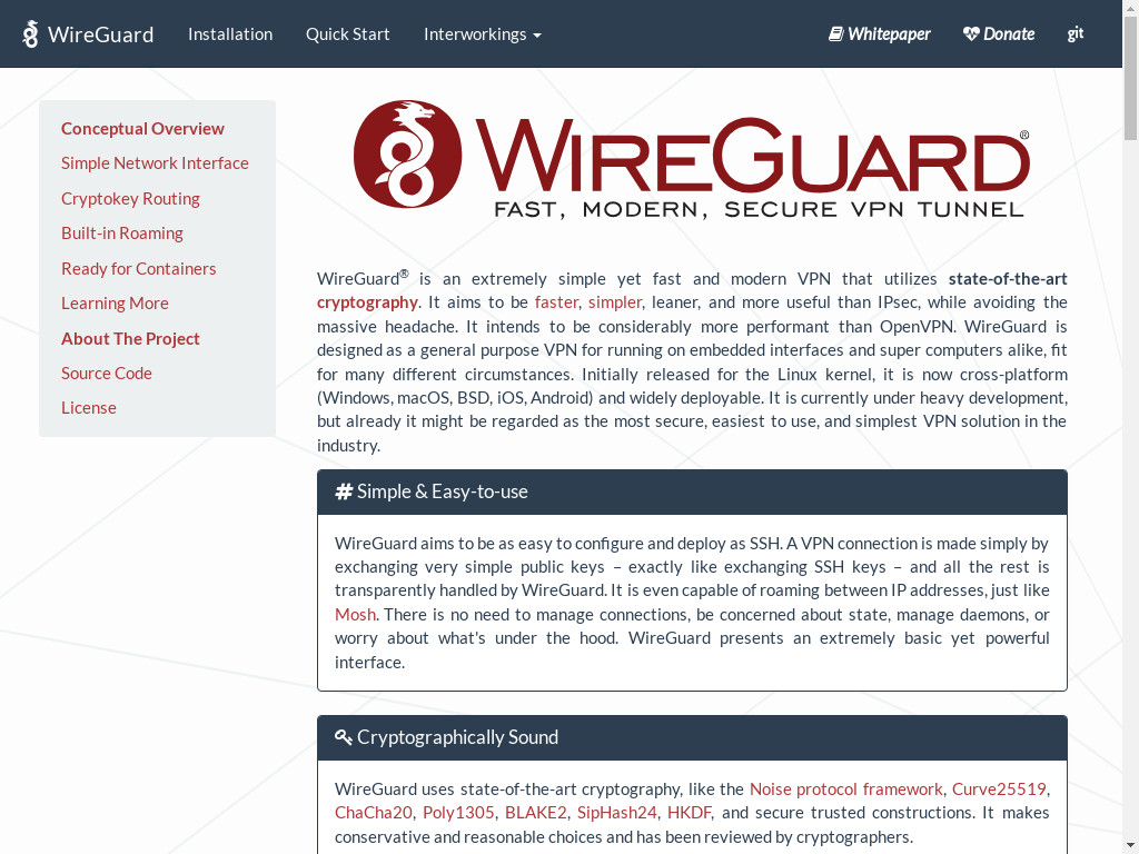 Screenshot of Wireguard.com website