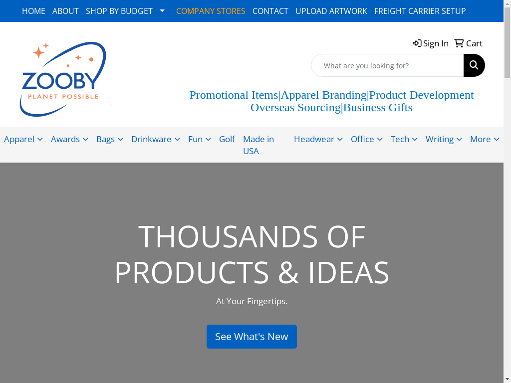 Screenshot of Zooby-promotional.com website